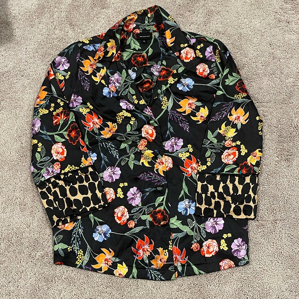 Who What Wear Multicolored Silk Blouse Top